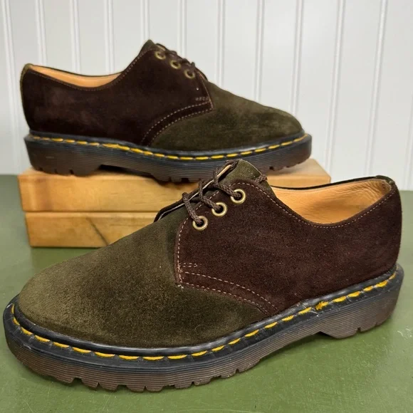 VTG England Two Tone Oxfords/Low Boots in Brown & Green Suede #1461-84 - Picture 10 of 10